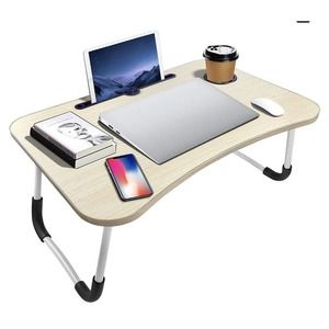 Laptop Bed Desk, Foldable Laptop Lap Desk Tray Table with USB Charge Port, Black
